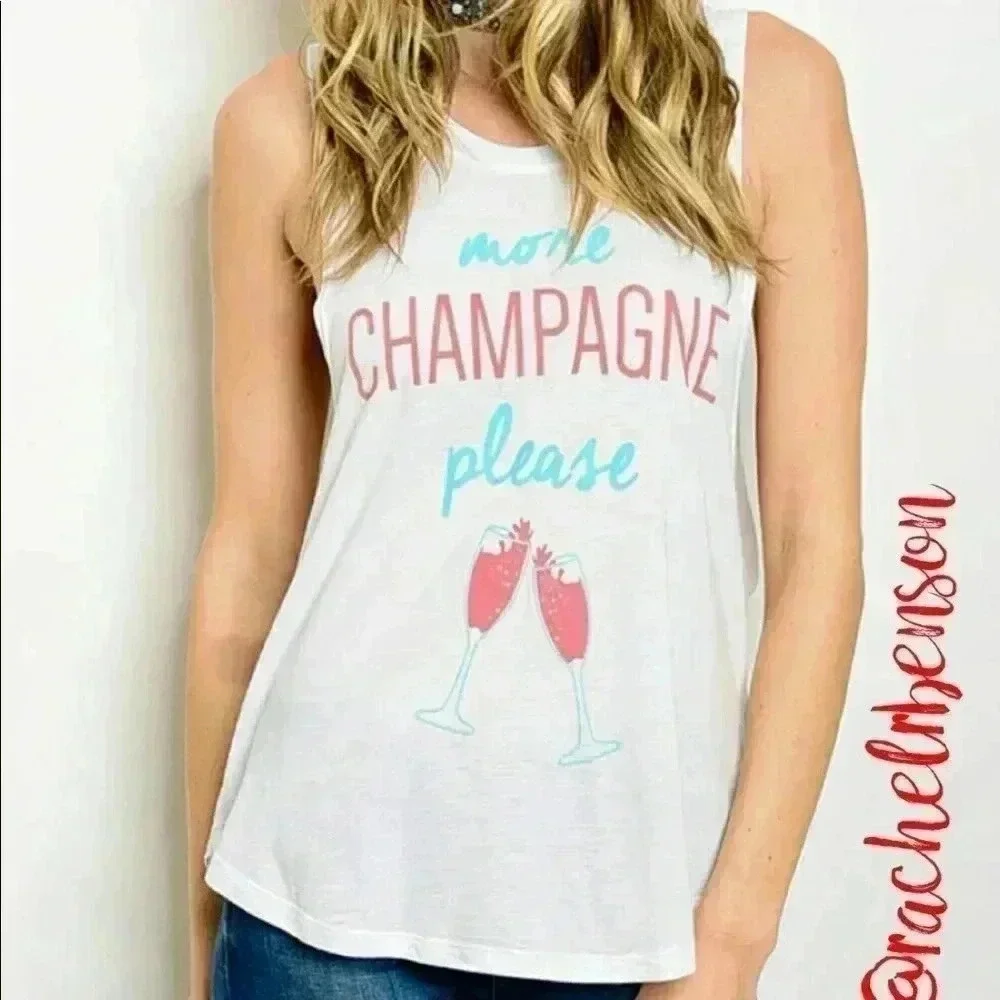 "Champagne" Tank In White